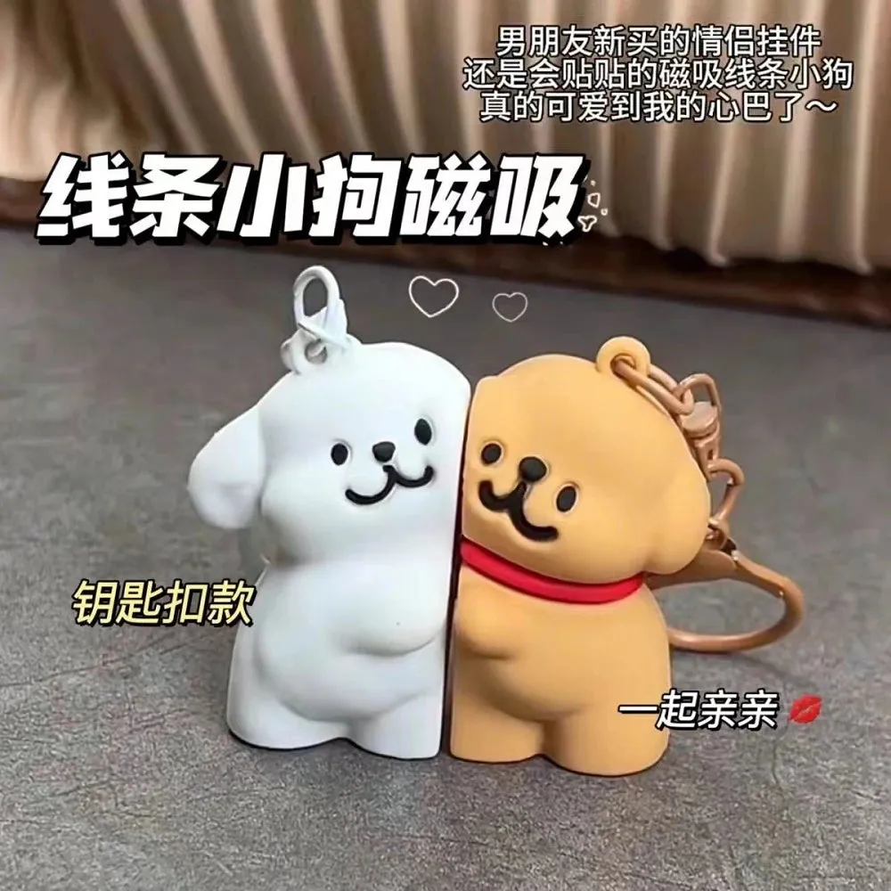 💖 Adorable Bear Love Duo 🐻💕 Magnetic Keychain Set - Cute Cartoon Charm for Bags & Gifts!
