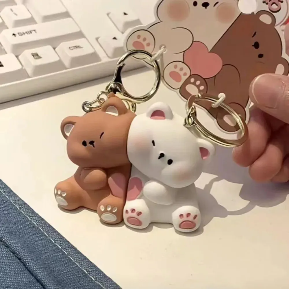 💖 Adorable Bear Love Duo 🐻💕 Magnetic Keychain Set - Cute Cartoon Charm for Bags & Gifts!