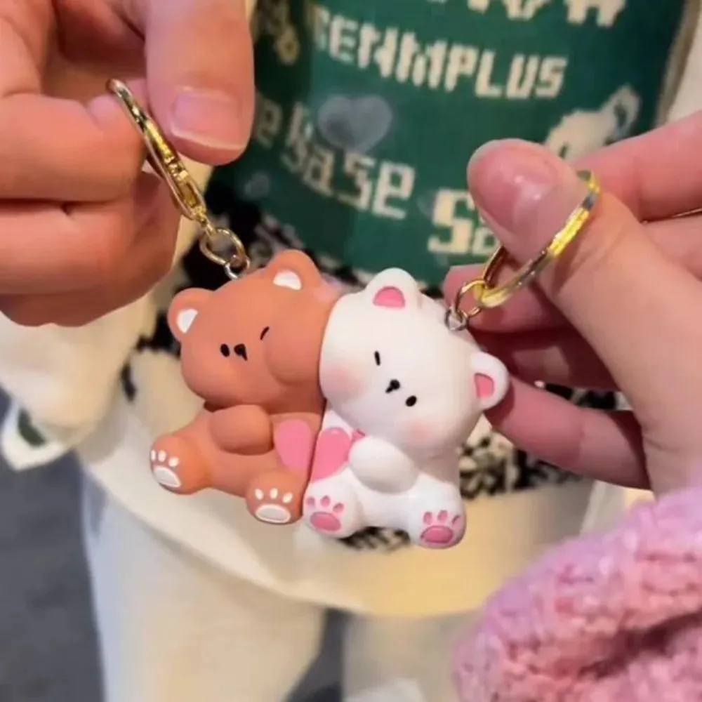 💖 Adorable Bear Love Duo 🐻💕 Magnetic Keychain Set - Cute Cartoon Charm for Bags & Gifts!