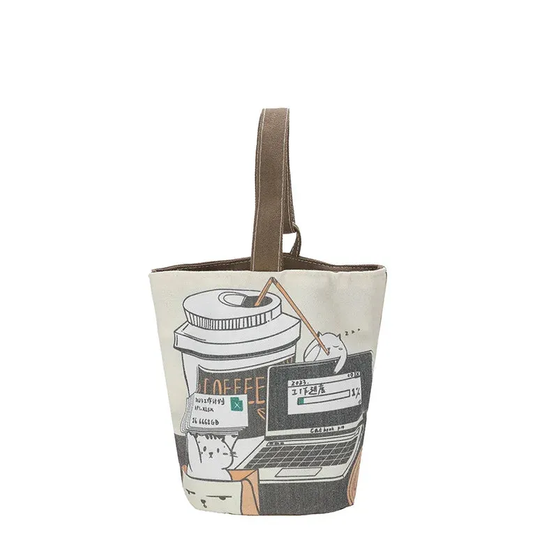 🎨✨ Cute Critters Canvas Tote Bag - Adorable Art Print Shoulder Bag for Fun Adventures! 🐾👜