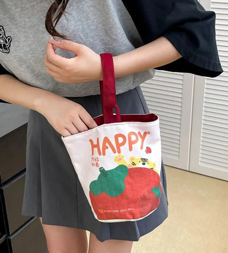 🎨✨ Cute Critters Canvas Tote Bag - Adorable Art Print Shoulder Bag for Fun Adventures! 🐾👜