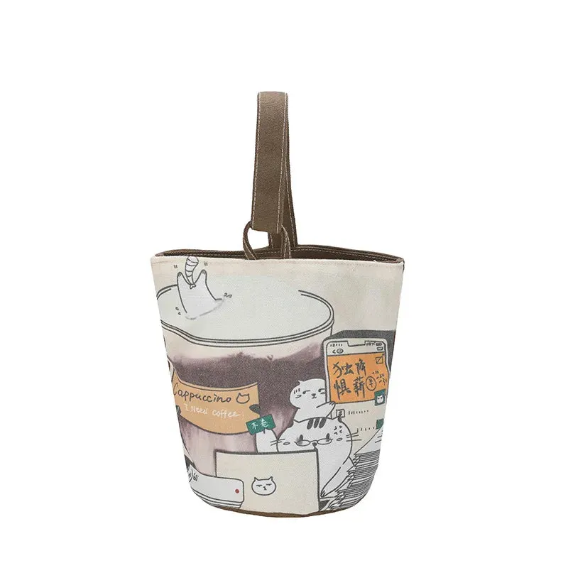 🎨✨ Cute Critters Canvas Tote Bag - Adorable Art Print Shoulder Bag for Fun Adventures! 🐾👜