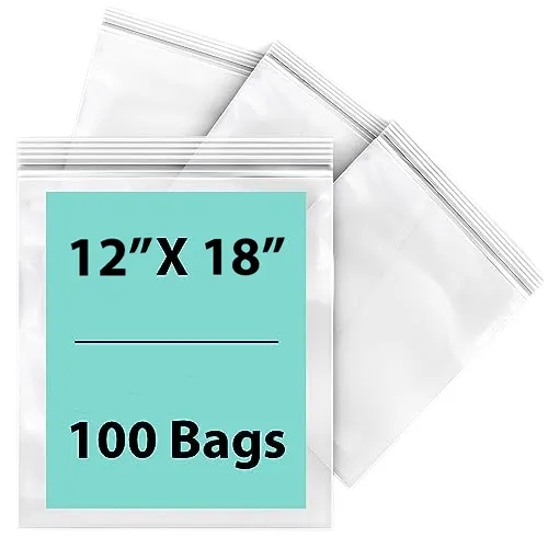12X18 inches Reclosable Single Line Zipper Poly Bags 2 Mil (LDPE)