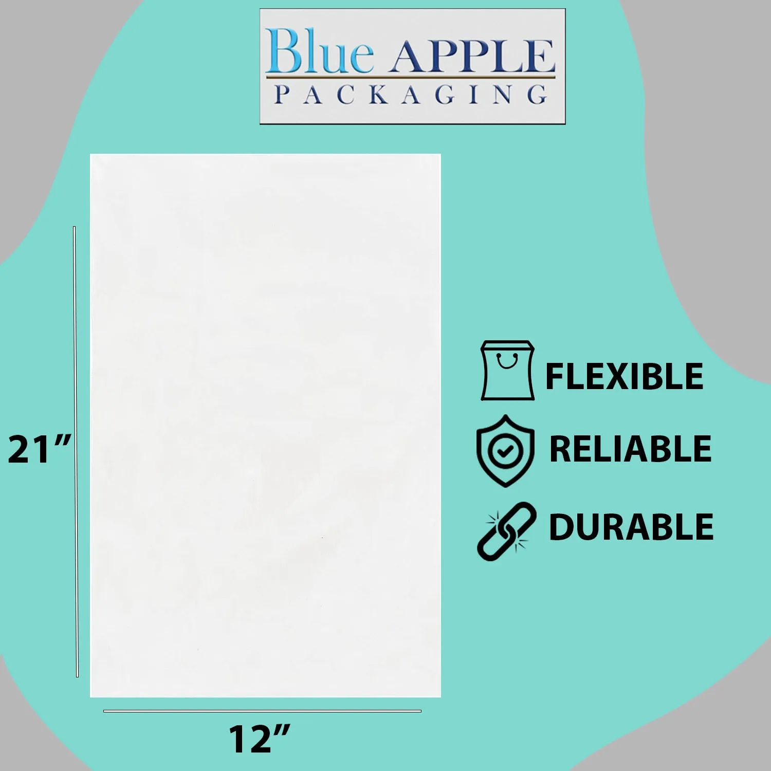 12X21 inches Clear Flat Poly Bags 1.5Mil Open Top (LDPE)