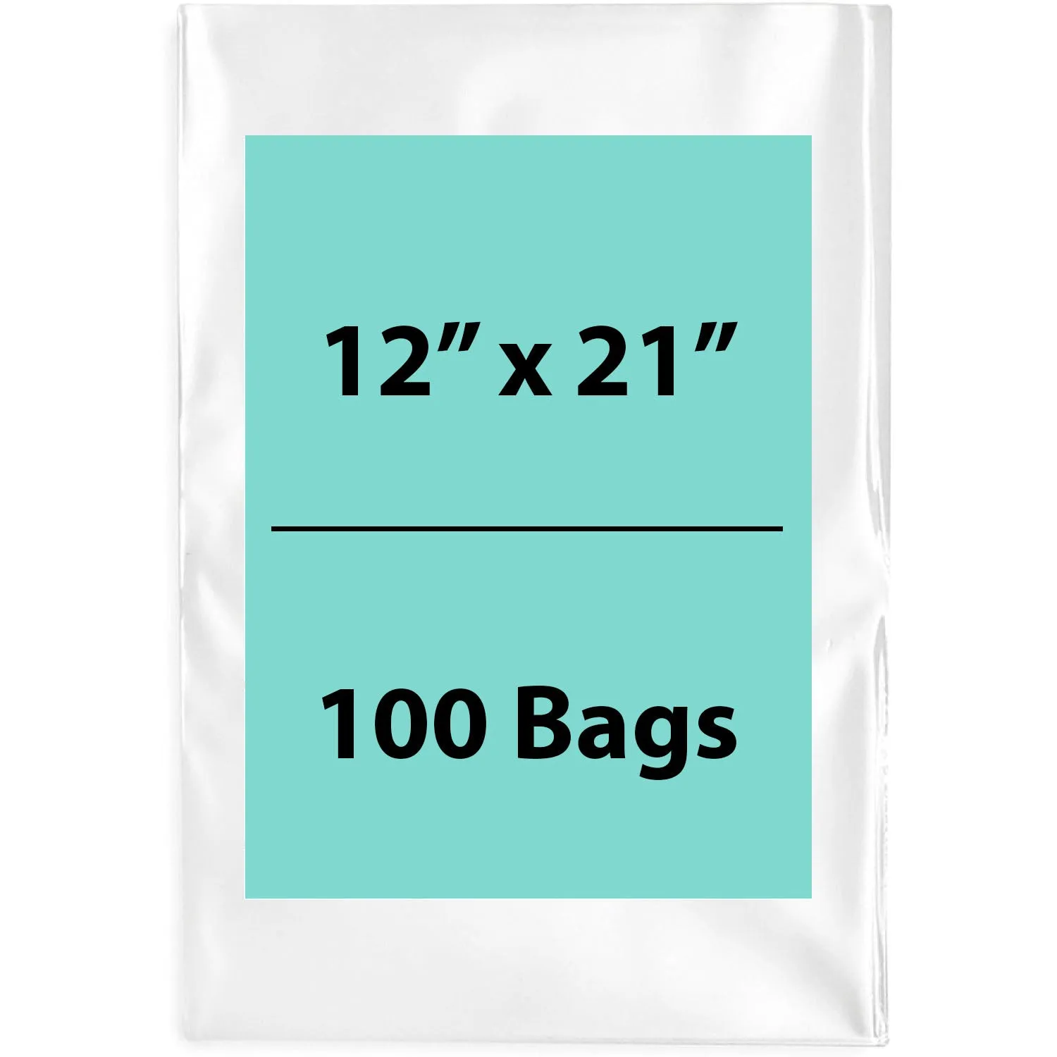 12X21 inches Clear Flat Poly Bags 1.5Mil Open Top (LDPE)