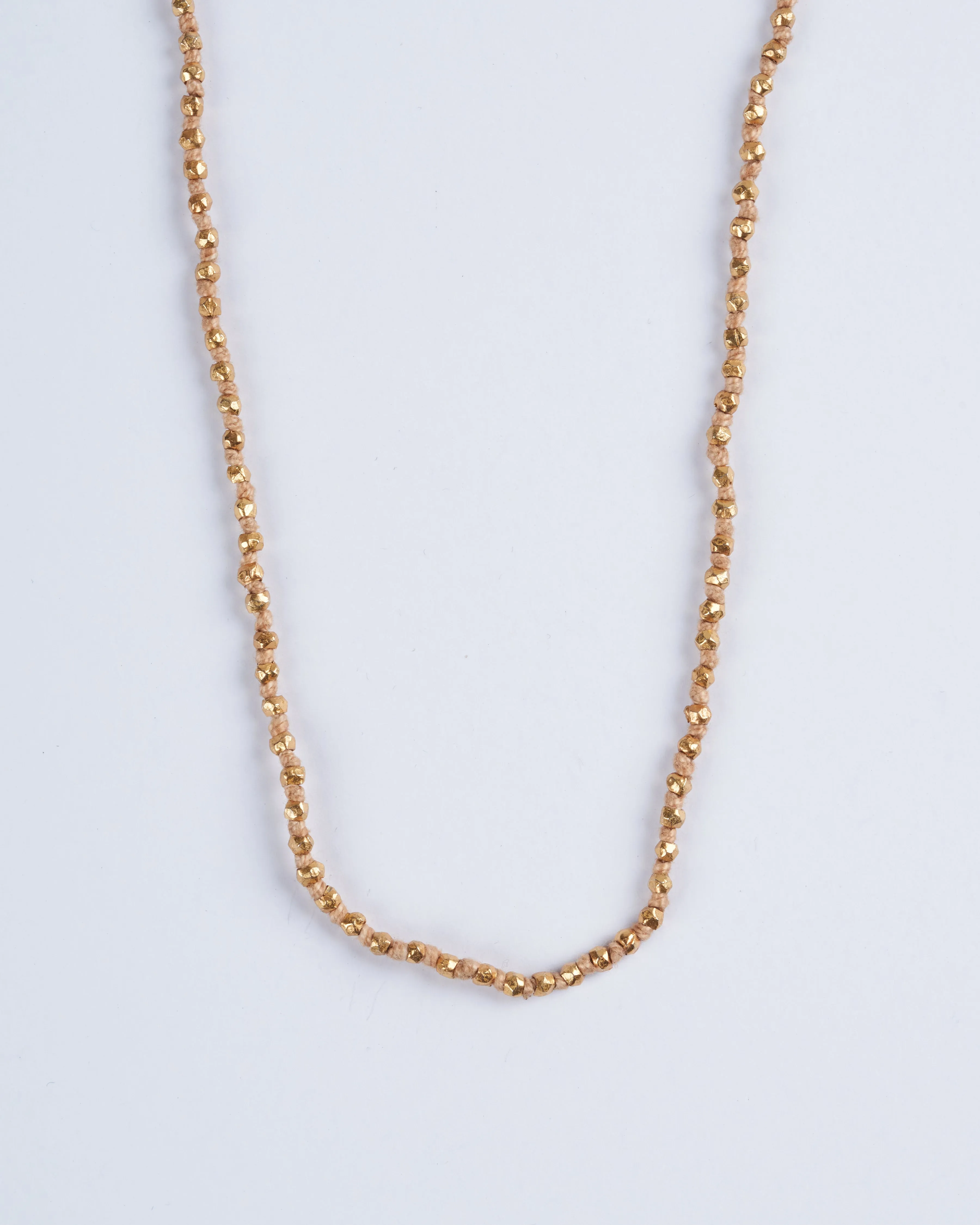 14" 2mm gold plated bead necklace w/button closure - gold
