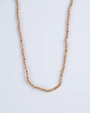 14" 2mm gold plated bead necklace w/button closure - gold
