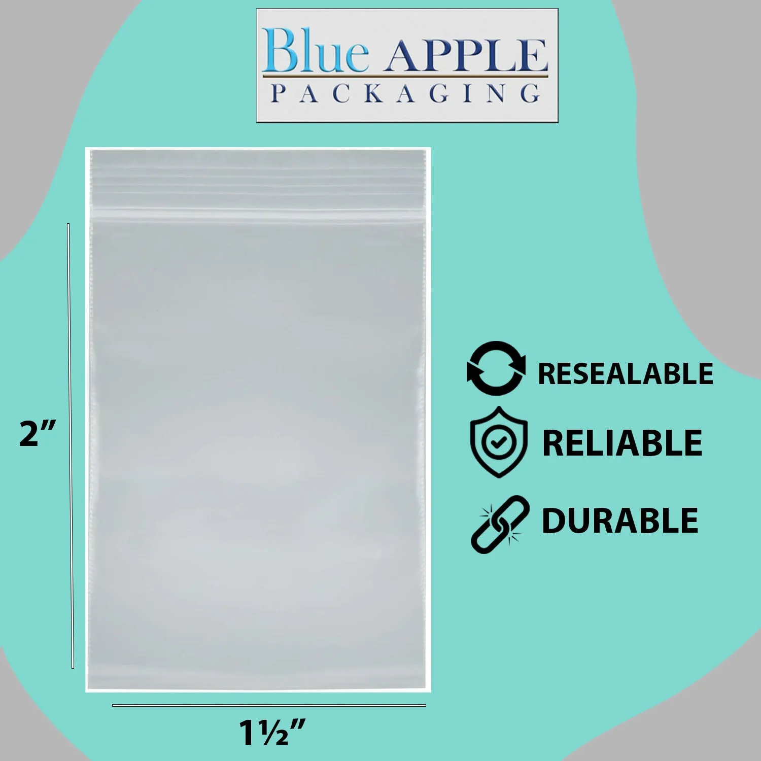 1.5X2 inches Reclosable Single Line Zipper Poly Bags 2 Mil (LDPE)