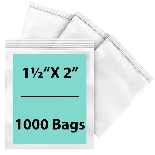 1.5X2 inches Reclosable Single Line Zipper Poly Bags 2 Mil (LDPE)