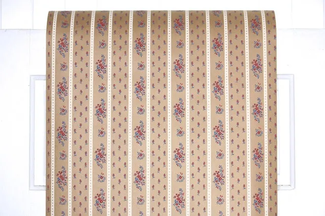 1970s Floral Stripe Vintage Wallpaper