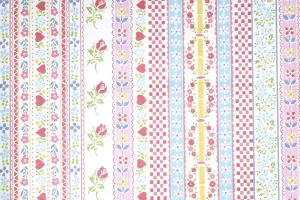 1970s Floral Stripe Vintage Wallpaper