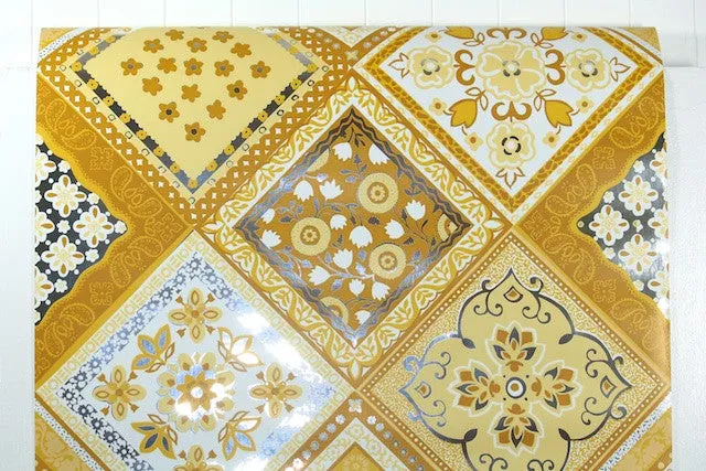 1970s Geometric Mylar Vintage Wallpaper