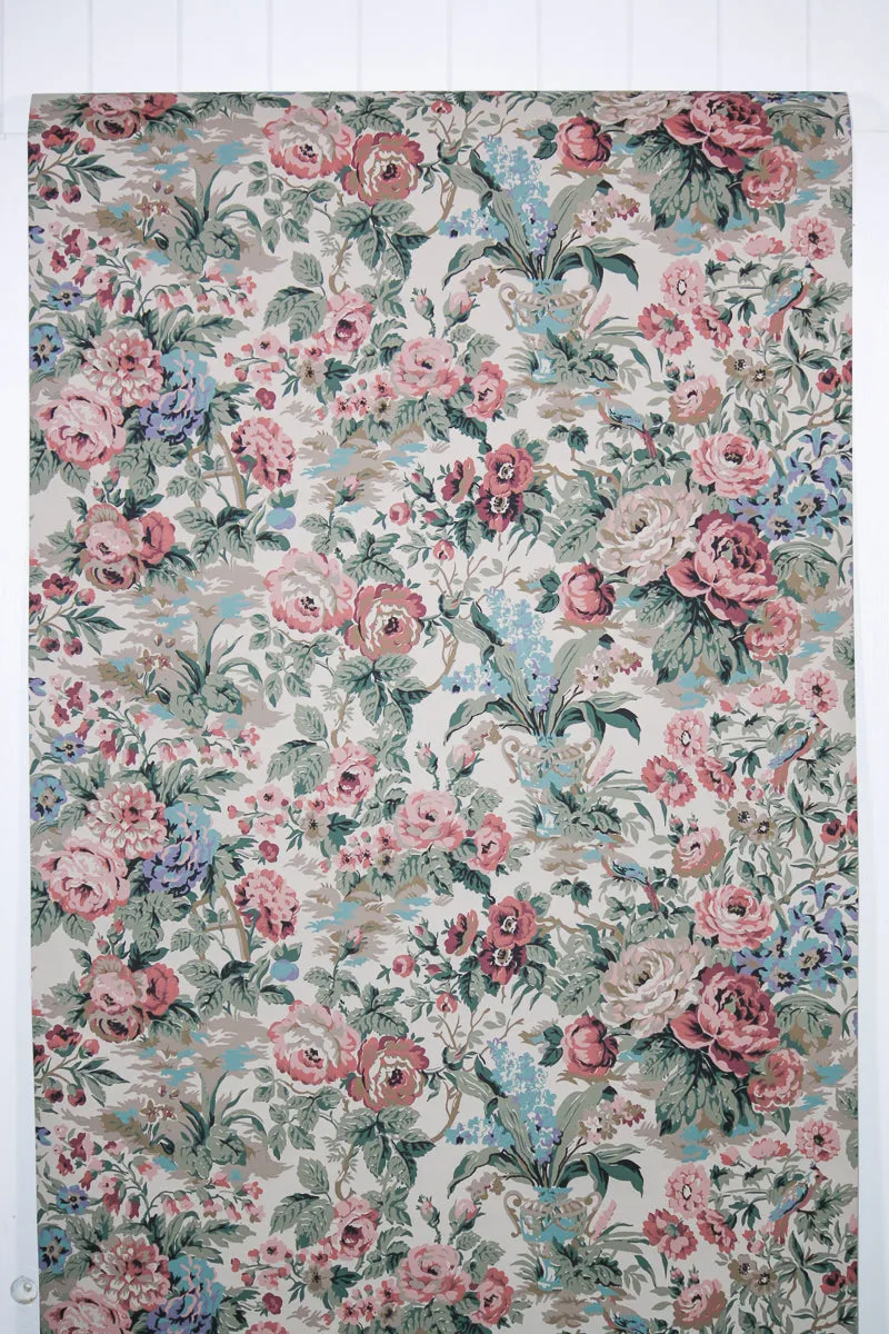 1980s Floral Vintage Wallpaper