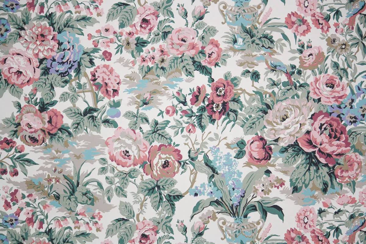1980s Floral Vintage Wallpaper