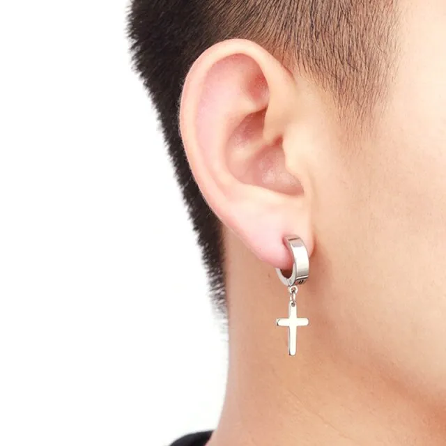 1pc Fashion Style Stainless Steel Cross Earrings