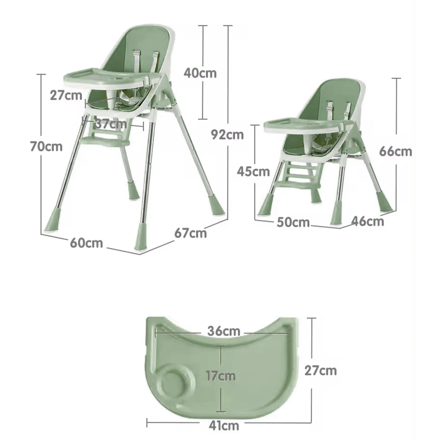 2-in-1 Convertible Baby High Chair | Cushion Pad | Removable Tray
