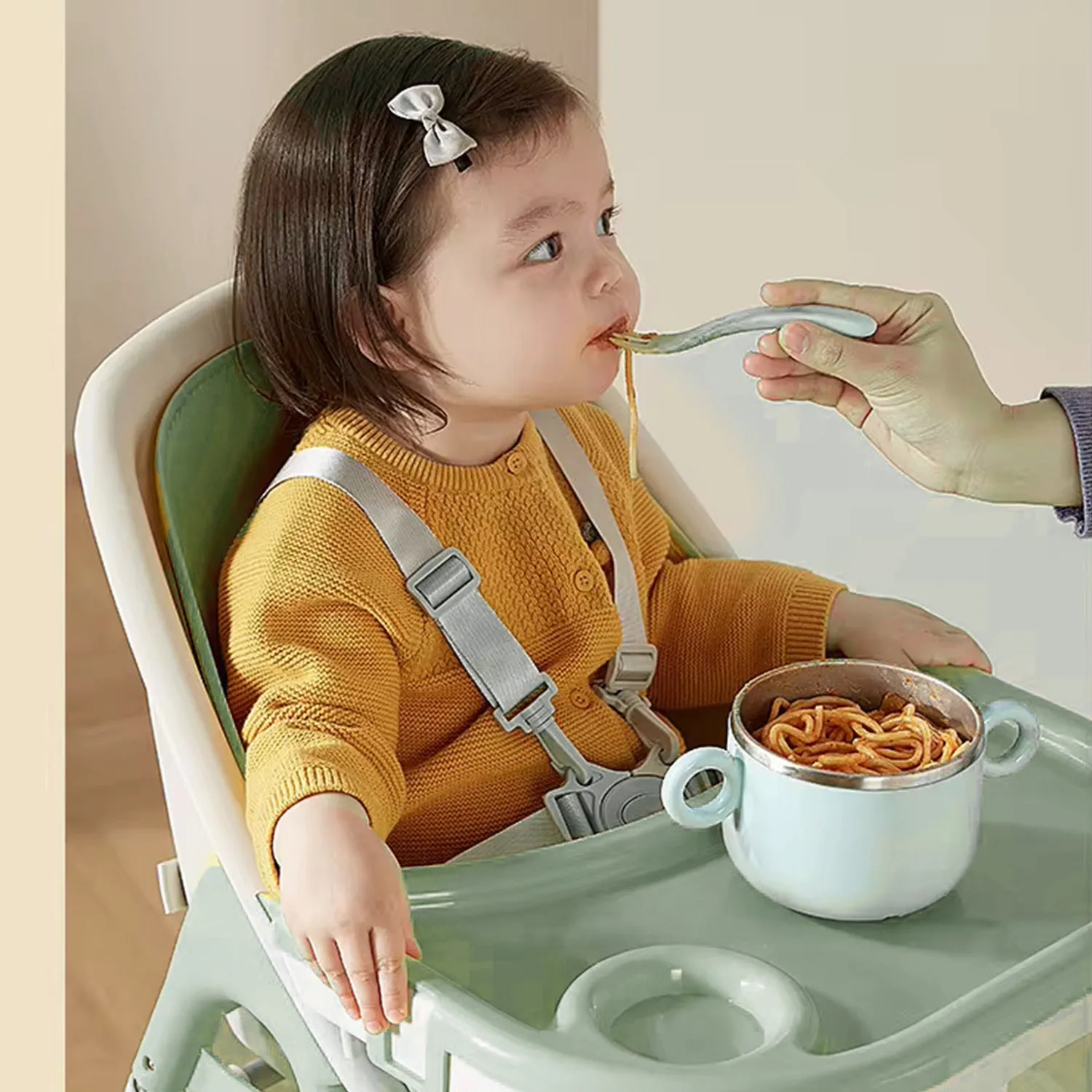 2-in-1 Convertible Baby High Chair | Cushion Pad | Removable Tray