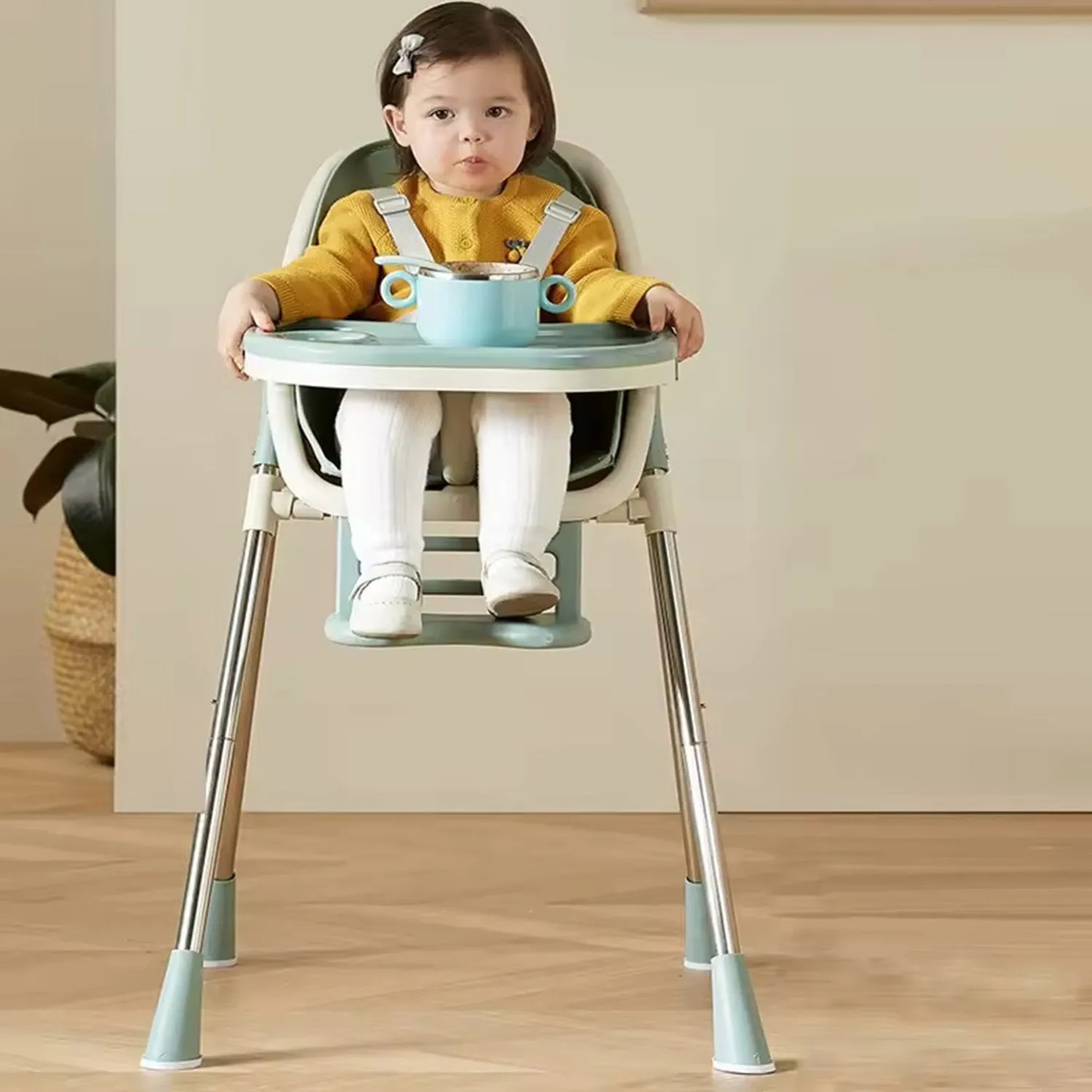 2-in-1 Convertible Baby High Chair | Cushion Pad | Removable Tray