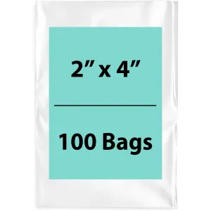 2X4 inches Clear Flat Poly Bags 1.5Mil Open Top (LDPE)