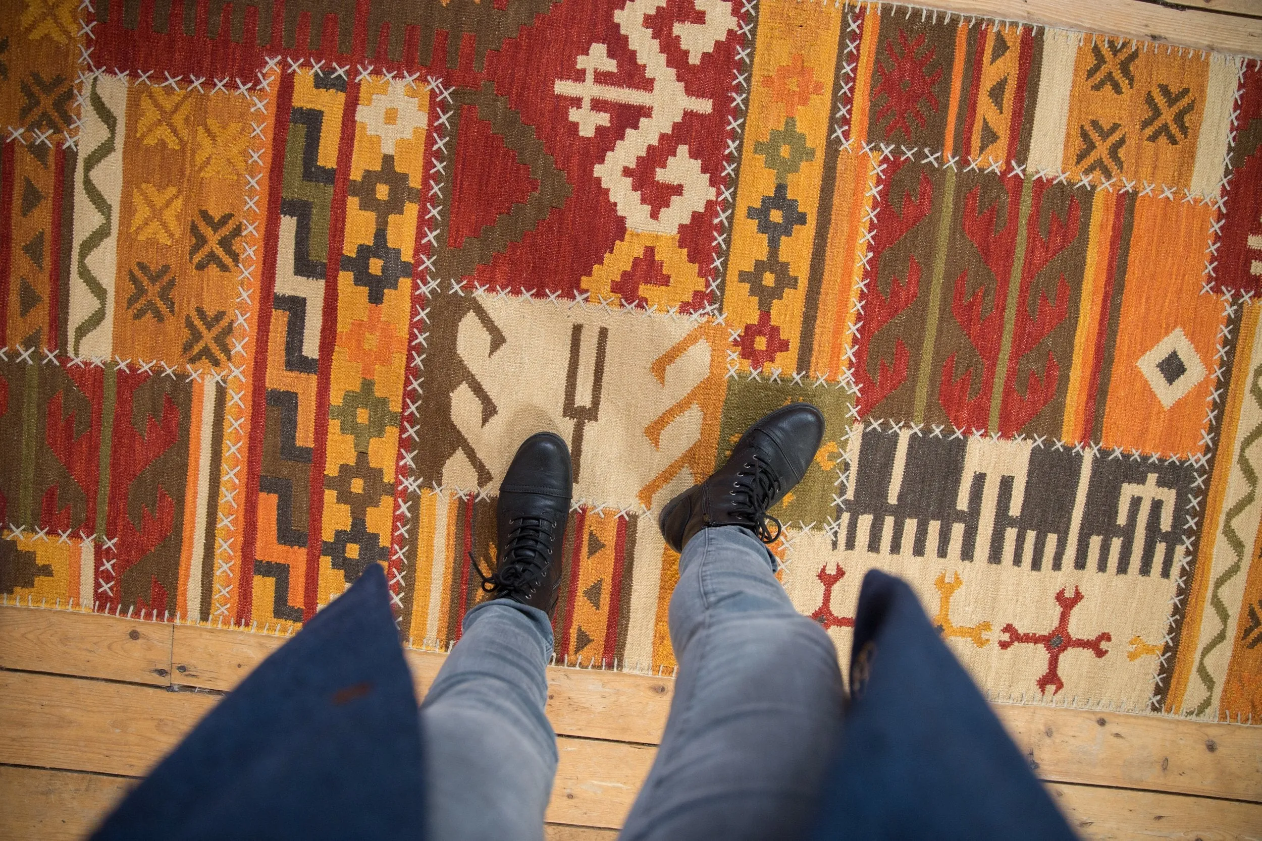 3x11.5 New Patchwork Kilim Rug Runner
