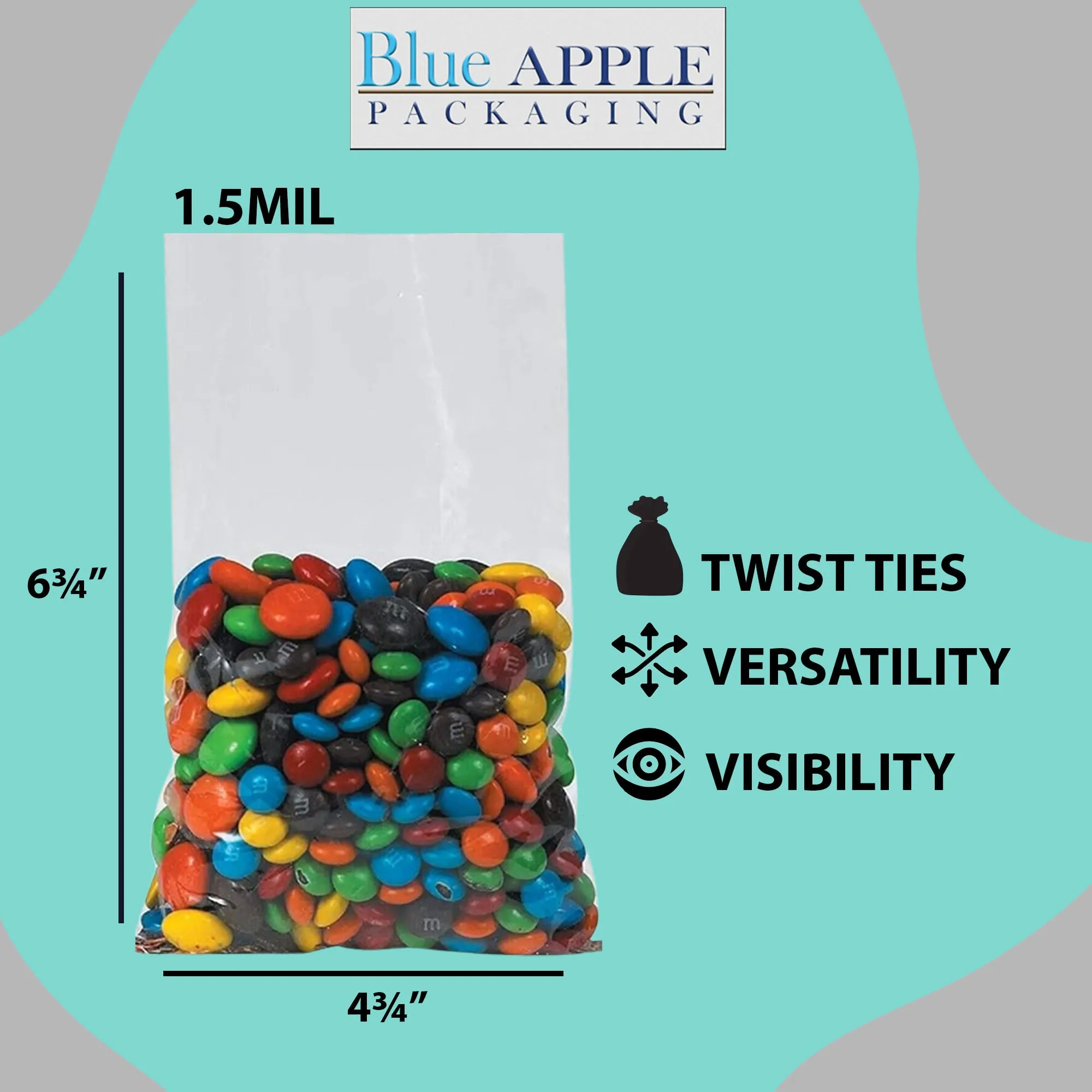 4.75X6.75 inches Polypropylene Bags 1.5 Mil Clear Flat