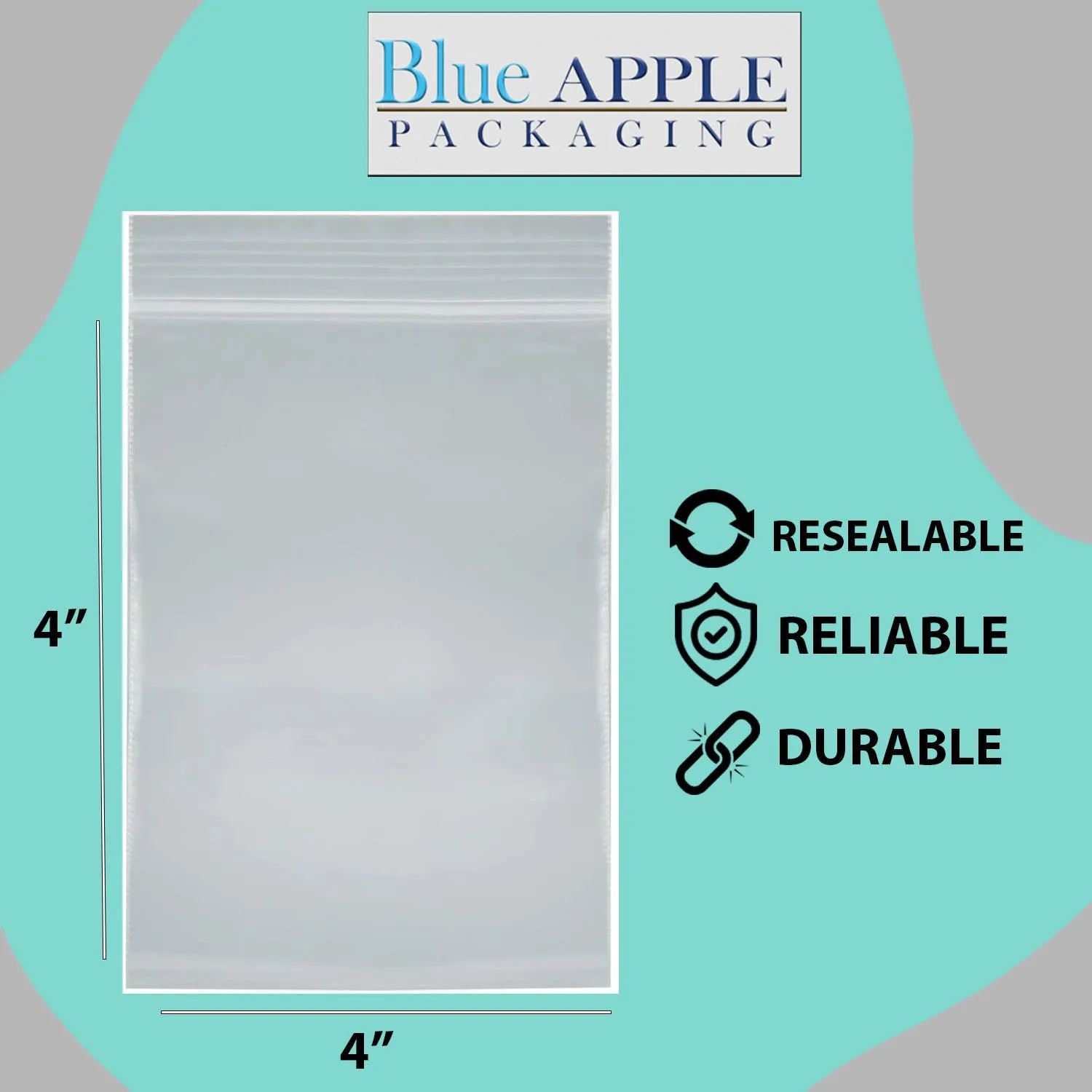 4X4 inches Reclosable Single Line Zipper Poly Bags 2 Mil (LDPE)