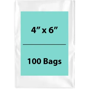 4X6 inches Clear Flat Poly Bags 2Mil Open Top (LDPE)