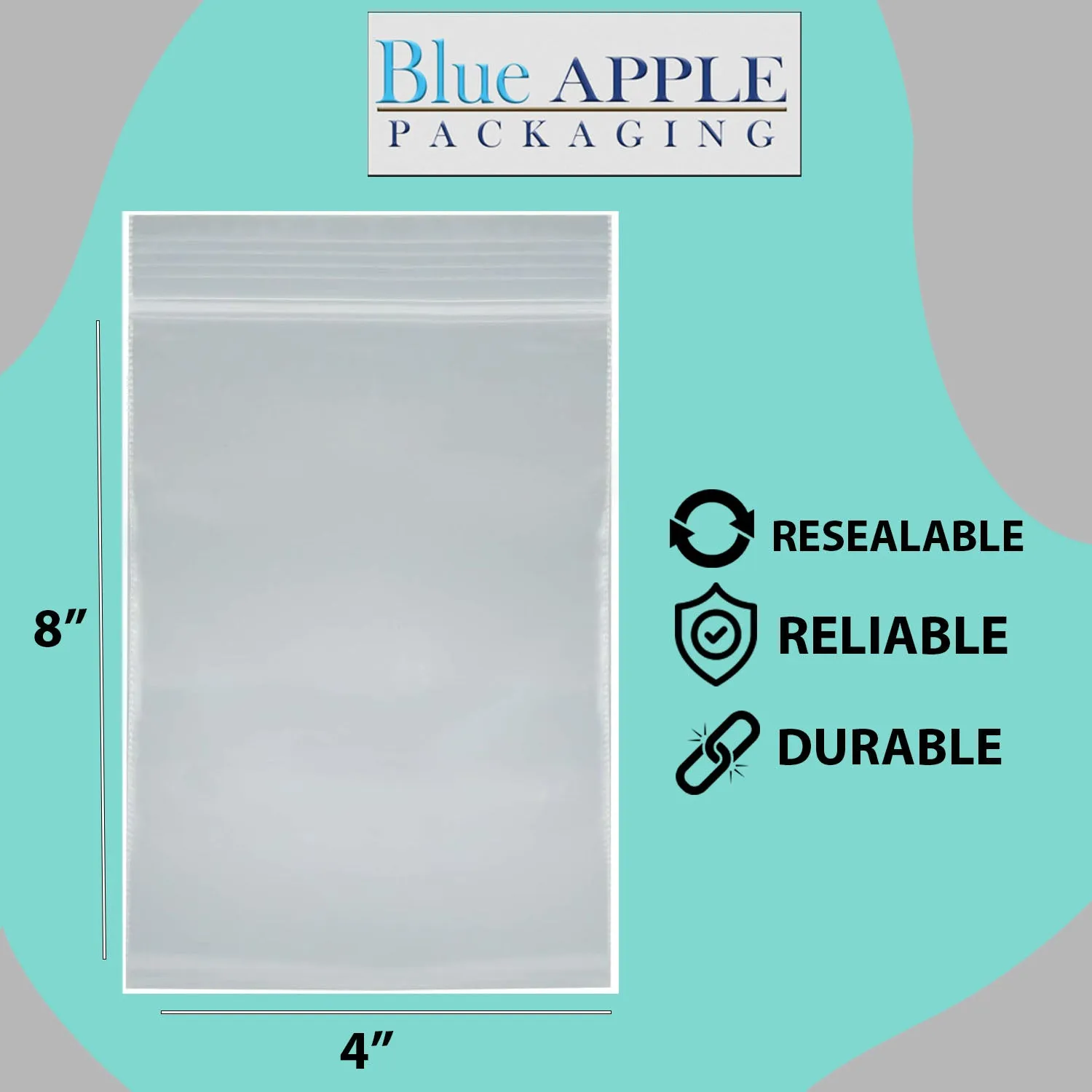 4X8 inches Reclosable Single Line Zipper Poly Bags 2 Mil (LDPE)