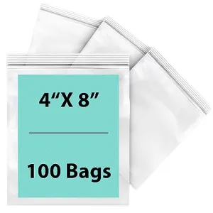 4X8 inches Reclosable Single Line Zipper Poly Bags 2 Mil (LDPE)