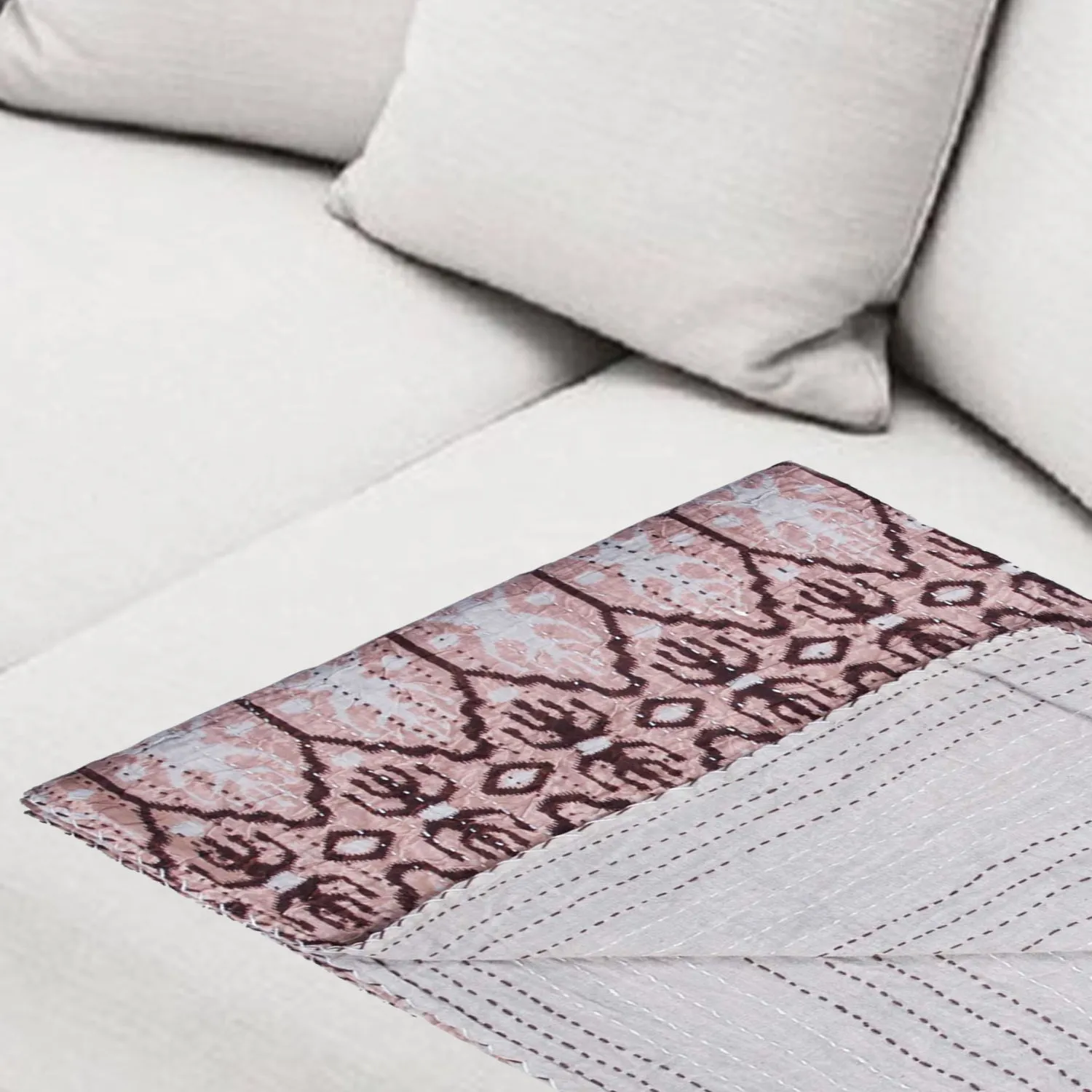 50" x 70" Multicolored Kantha Cotton - Throw