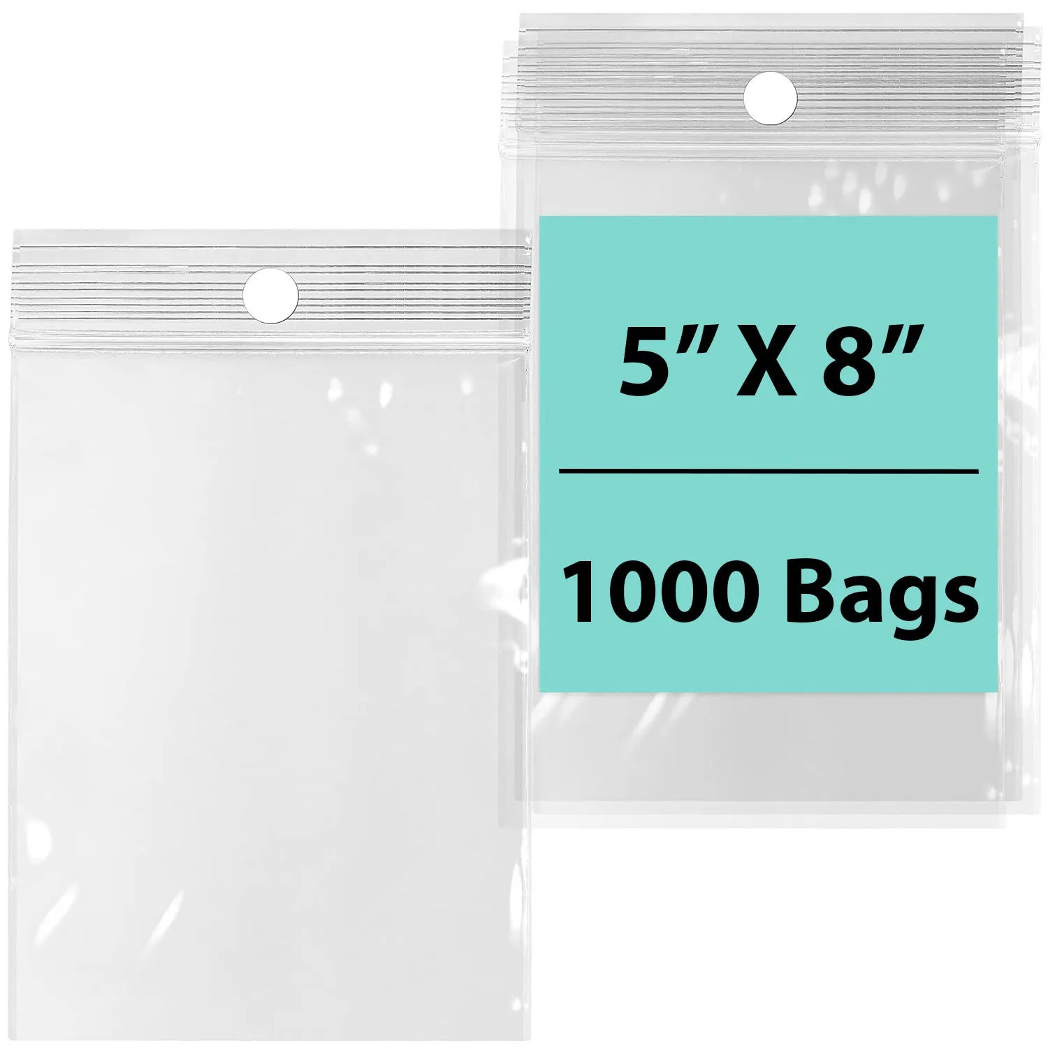 5X8 inches Reclosable Poly Bags with Hang Hole 4 Mil (LDPE) Single Track Zipper