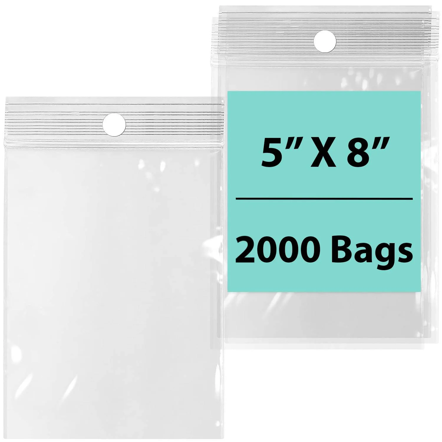 5X8 inches Reclosable Poly Bags with Hang Hole 4 Mil (LDPE) Single Track Zipper