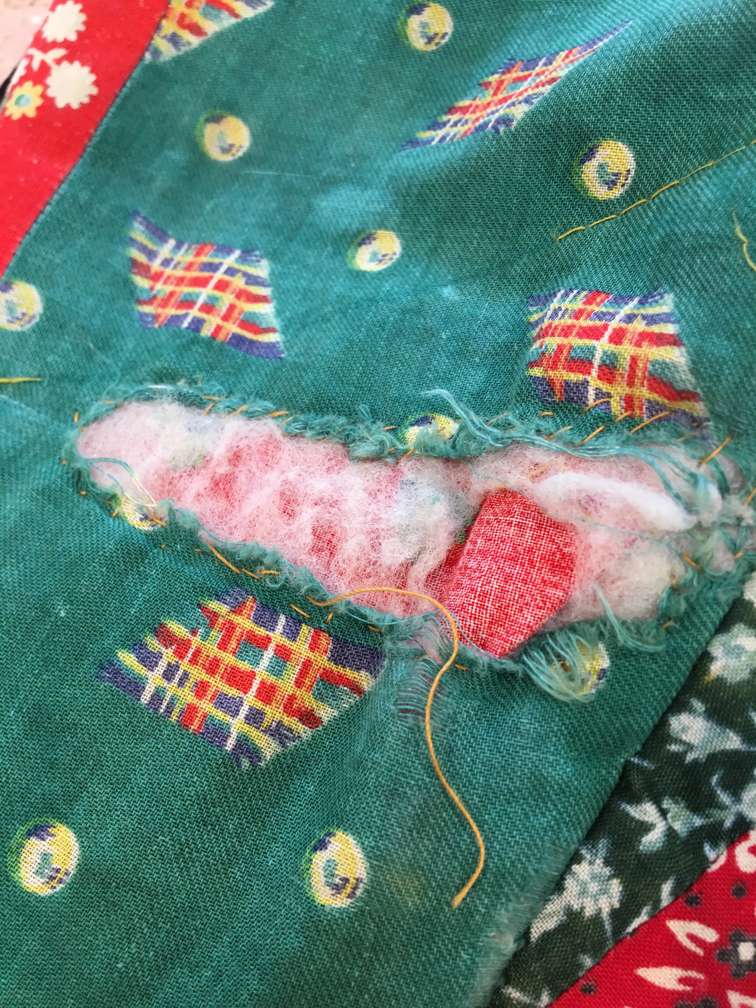 60’s HANDMADE QUILTED PATCHWORK JACKET / SMALL