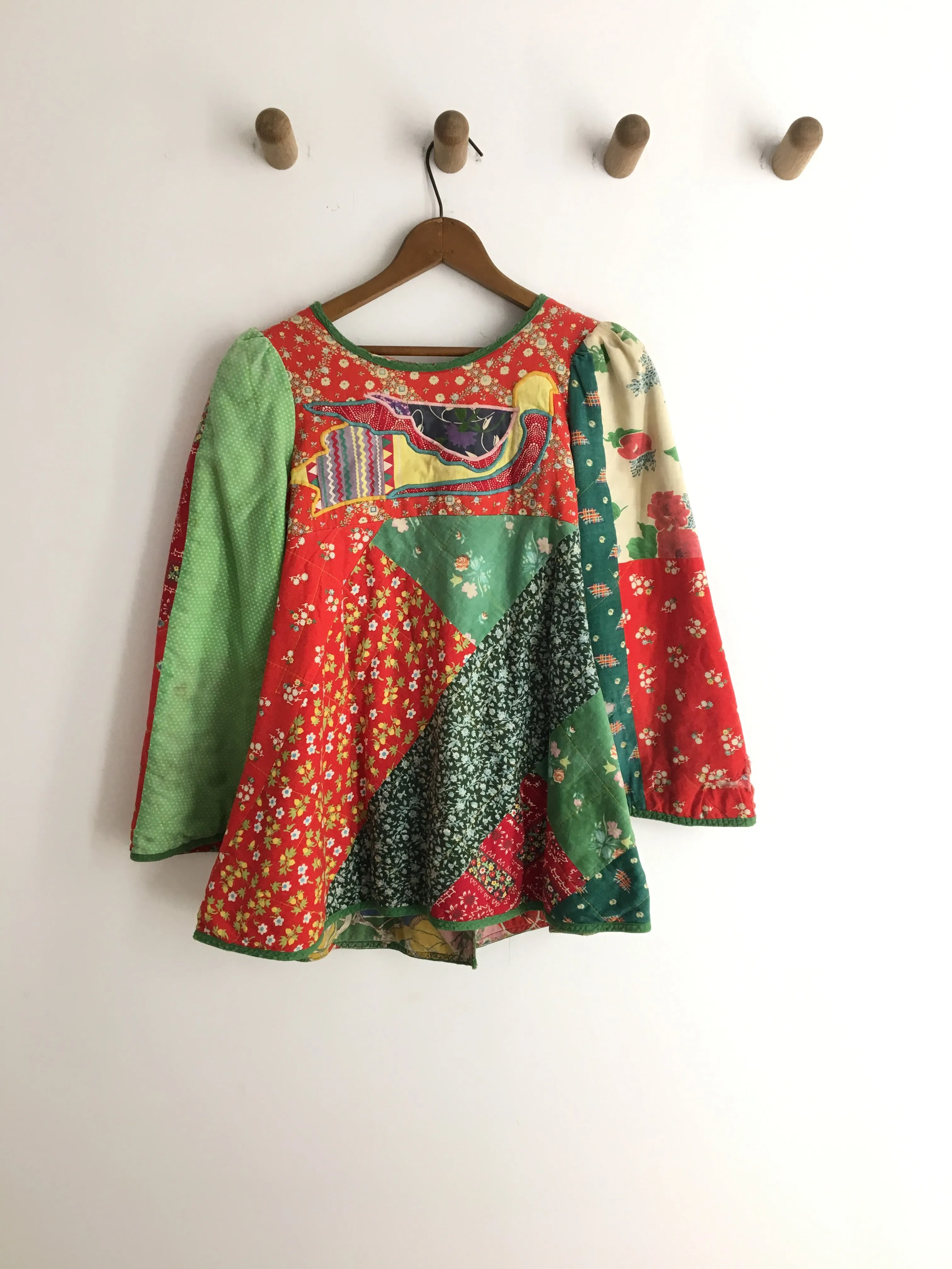 60’s HANDMADE QUILTED PATCHWORK JACKET / SMALL