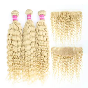 613 Hair 3 Bundles With Closure-Kinky Curly