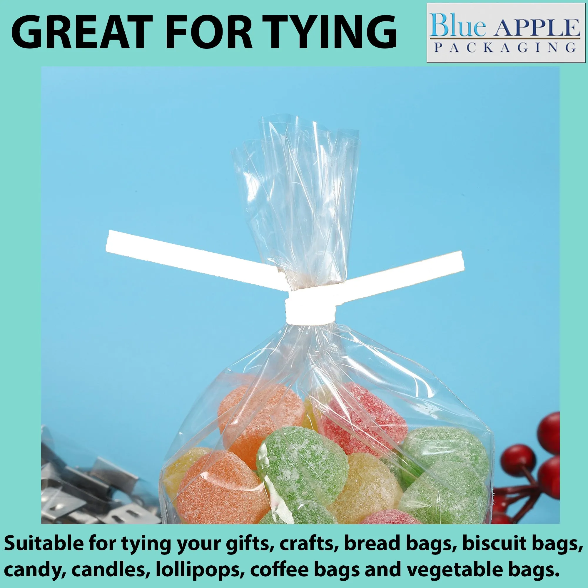 7 Inch Pre-cut Red Plastic Twist Ties for Bags