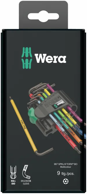 967/9 TX BO Multicolour 1 SB L-key set for tamper-proof TORX® screws, BlackLaser, 9 pieces (WERA)