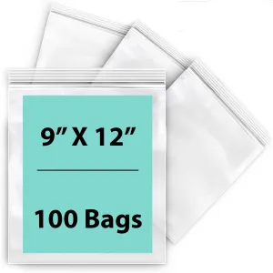 9X12 inches Reclosable Single Line Zipper Poly Bags 4 Mil (LDPE)