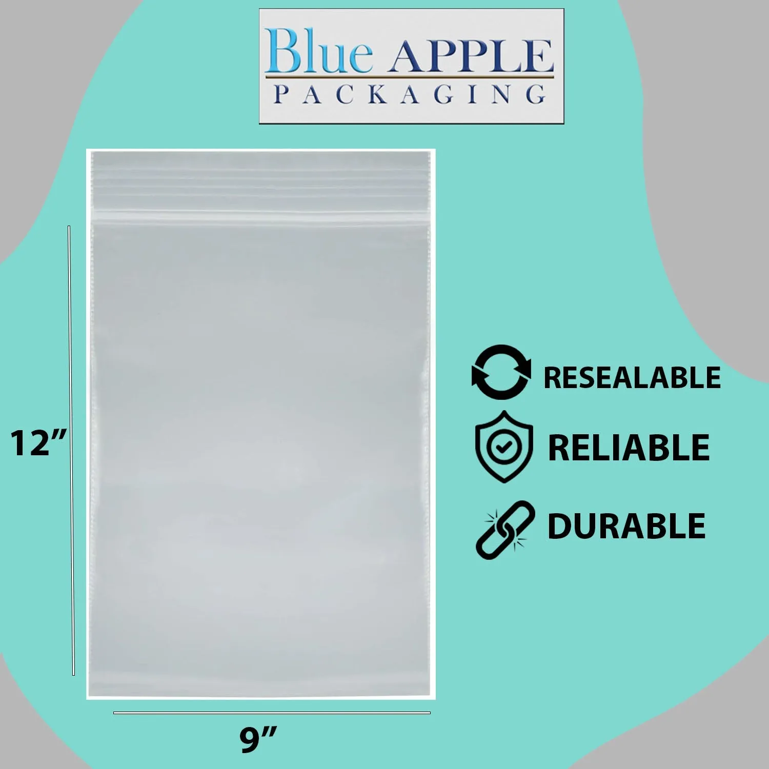 9X12 inches Reclosable Single Line Zipper Poly Bags 4 Mil (LDPE)