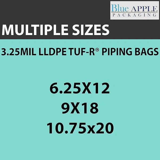 9X18 inches Piping Bags for Pastry, Cakes 3.25 Mil Tuf-R® LLDPE