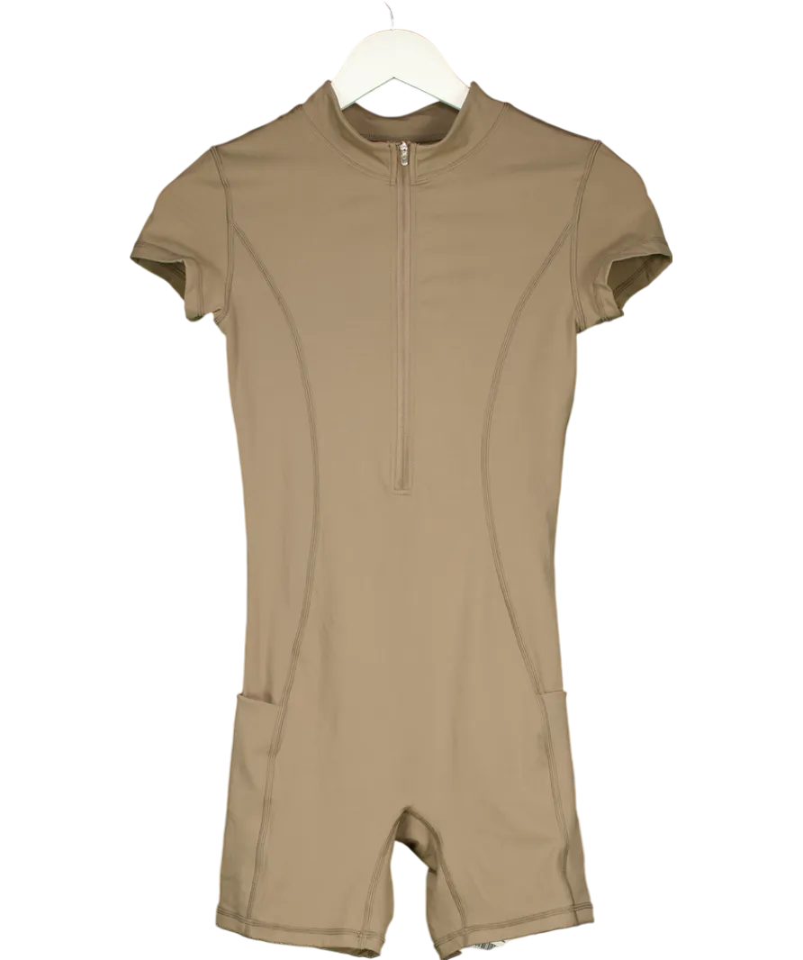 Adanola Brown Ultimate Zip Front Pocket Romper UK S