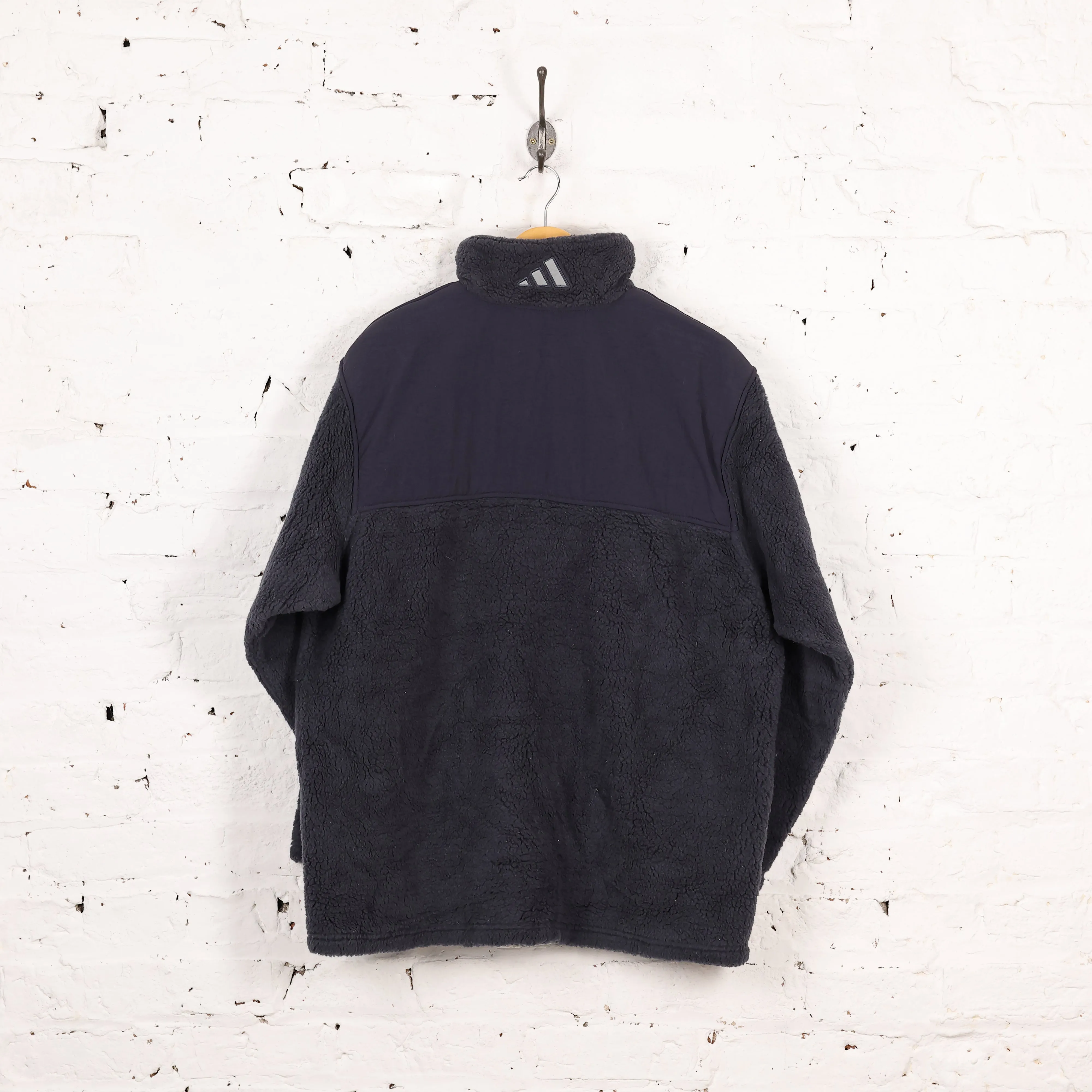 Adidas 90s 1/4 Zip Teddy Bear Fleece - Blue - L