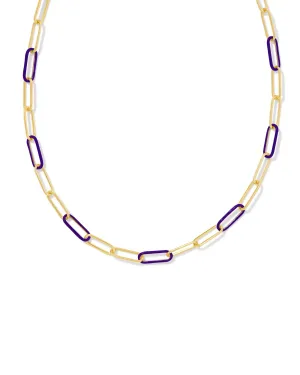 Ainsley Convertible Chain Necklace in Gold Purple Enamel
