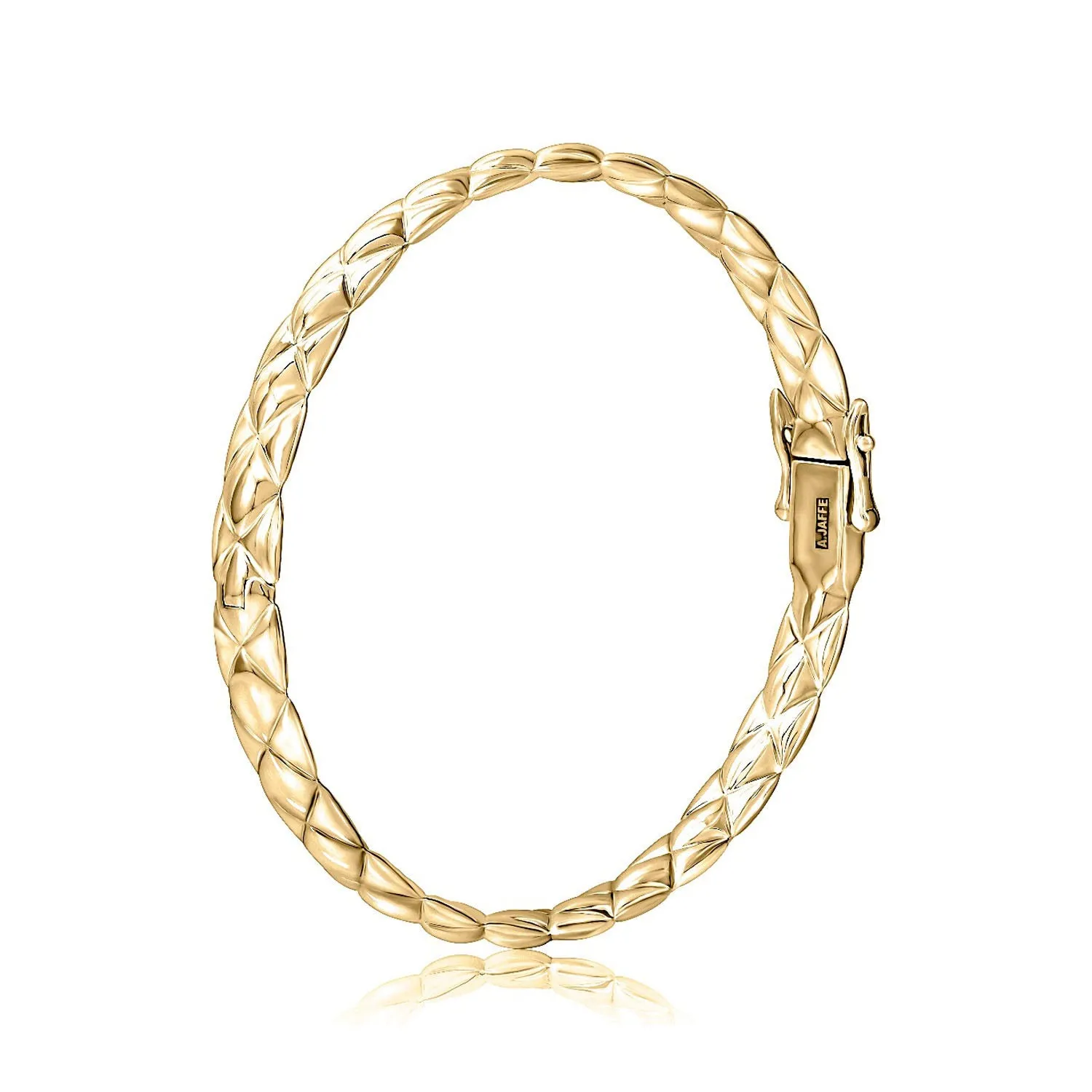 A.Jaffe 14k Yellow Gold Classic Quilted Bangle Bracelet – BN3208-6.5