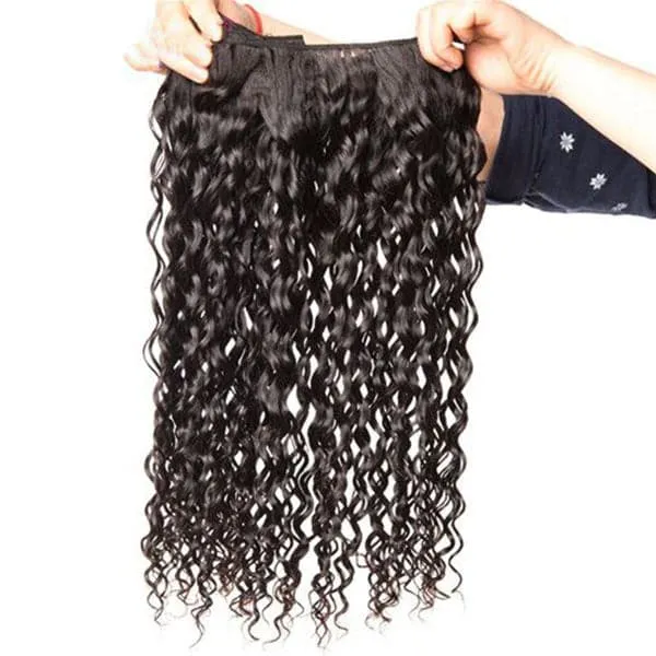 Alipop Hair Water Wave 4 Bundles with Closure 100% Unprocessed Virgin Human Hair 4 Bundles with Lace Closure with Baby Hair