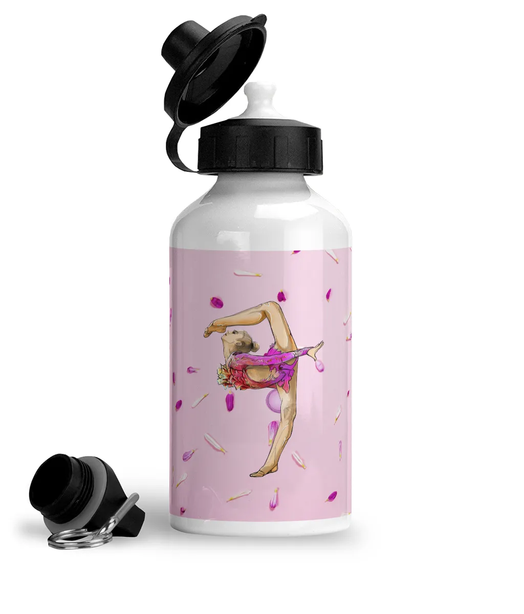 Aluminium Sports Water Bottle Pink-petals-on-pink