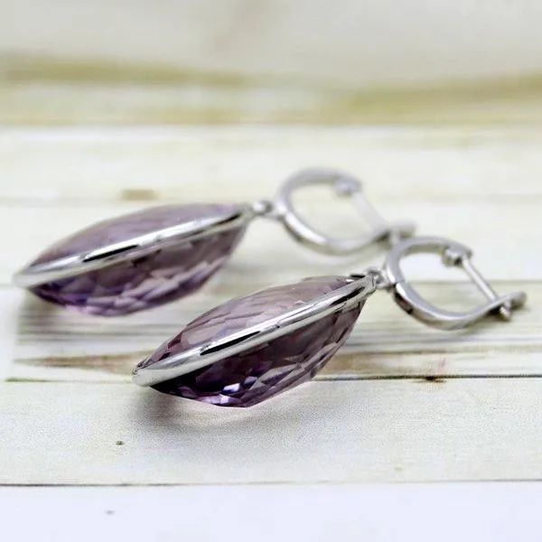 Amethyst Dangle Drop Fine Earrings