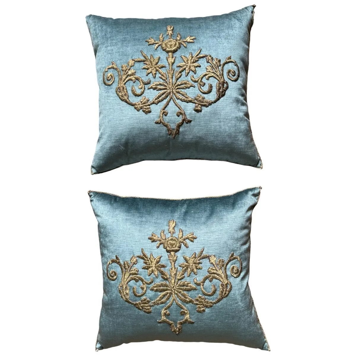 Antique Ottoman Empire Gold Metallic Embroidery (#E021824A&B | 20 x 21")