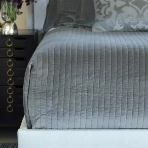 Aria Quilted Queen Coverlet Lt. Grey Matte Velvet 96X98