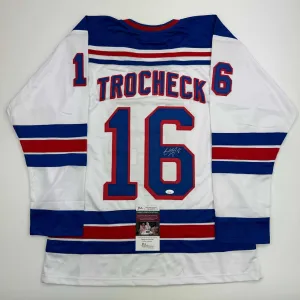 Autographed/Signed Vincent Trocheck New York White Hockey Jersey JSA COA